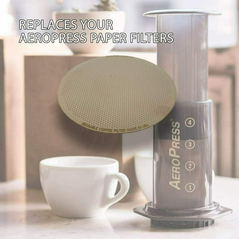 GoldTone Reusable Disk Coffee Filter for Aeropress Coffee and