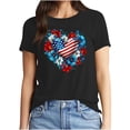 thumbnail image 2 of lcziwo 4Th Of July T-Shirt for Women Cotton Comfy Patriotic Anniversary Blouse Lightweight Graphic Short Sleeve Crew Neck Tee Top Black XXL, 2 of 9
