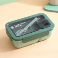 thumbnail image 3 of Kiplyki Portable Plastic Lunch Box with Partition, Built-in Cutlery, Leakproof Lock Buckle Bento Container, Multi-Functional Meal Prep Container for Work Office Picnic, 800ml, 3 of 7