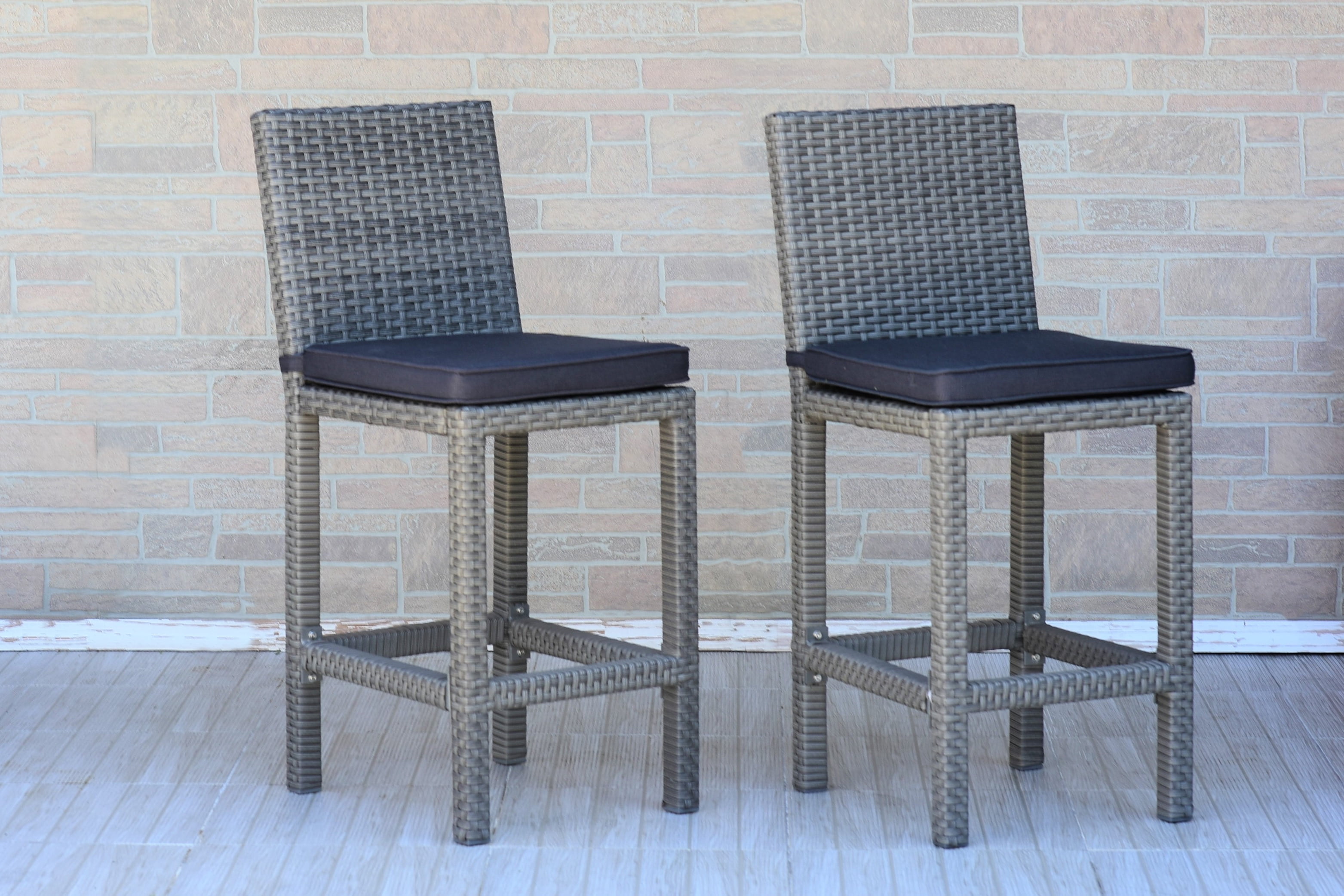 Atlantic Monza 43 Outdoor All Weather, Ford Grey White Wicker Outdoor Bar Stool