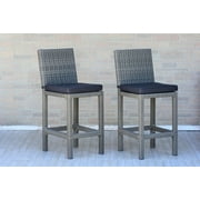 Atlantic Monza 43" Outdoor All-Weather Wicker Barstools, Set of 2, Gray