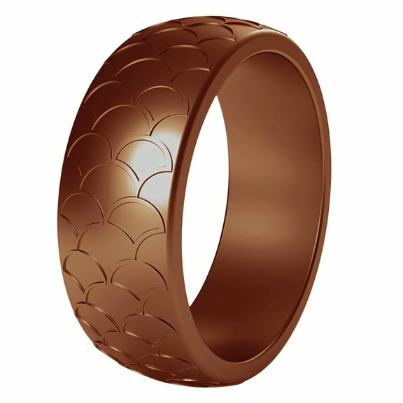DESIGNICE Silicone Rings for Him,Second-Skin Sensation Rubber Rings,Elastic Structure Men Silicone Wedding Bands,Bronze