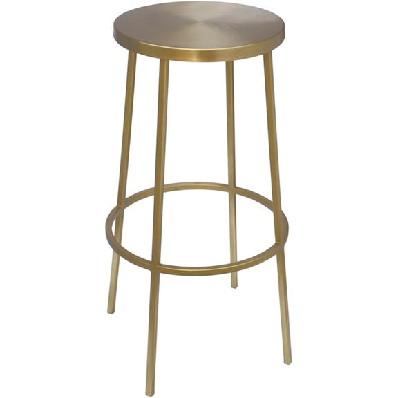 Trent Home 30" Contemporary Iron Metal Barstool in Brushed Gold