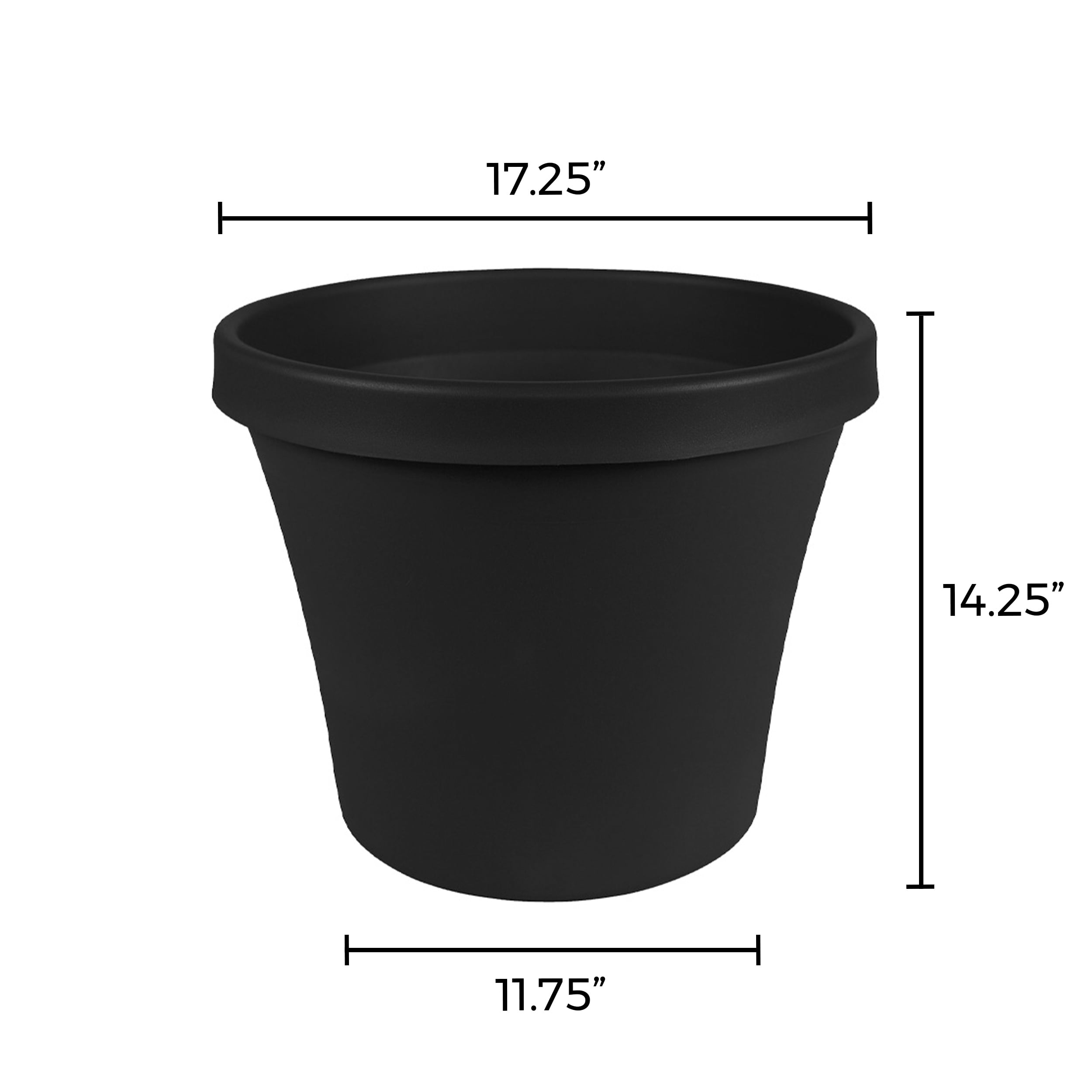 Bloem 16-in Terra Round Resin Planter - Black (Saucer Not Included)