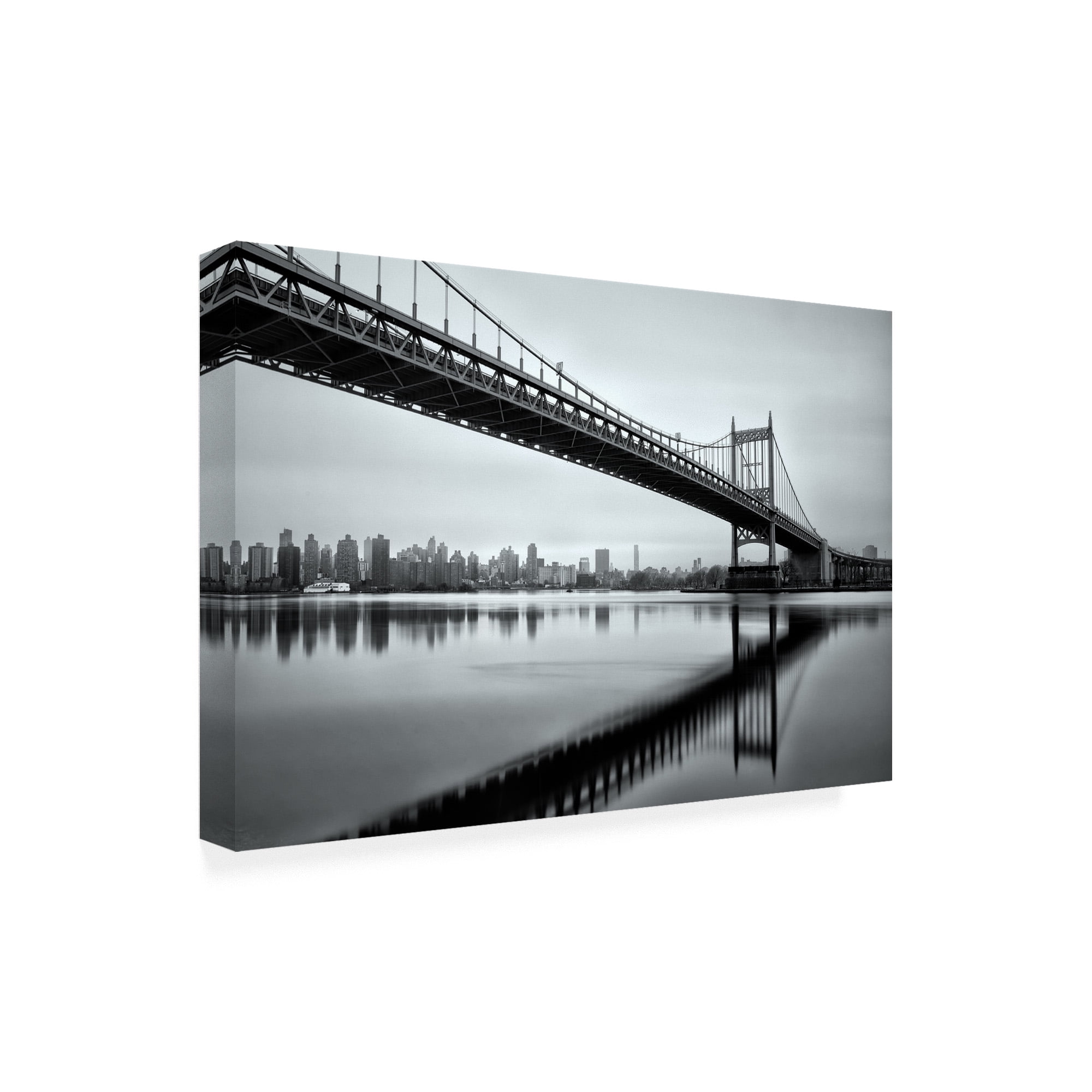 Trademark Fine Art 'Under the RFK Bridge B&W' Canvas Art by David Ayash