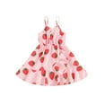 thumbnail image 2 of Musuos Kid Girls Summer Slip Dress 1-6Years Casual Floral/Strawberry Print Sleeveless A-Line Ruffles Dress for Daily Cute Clothes, 2 of 8