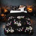 thumbnail image 3 of Homewish Halloween Skull Moth Bedding for Girls, Moon Star Floral Duvet Cover Full, Black White Pink, Black Reversible 3 Pieces, 1 Duvet Cover and 2 Pillowcases, 3 of 7