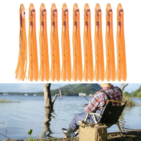 10Pc Squid Skirt Octopus Lures Soft Plastic Fishing Lures Kit Glow Trolling Lure A