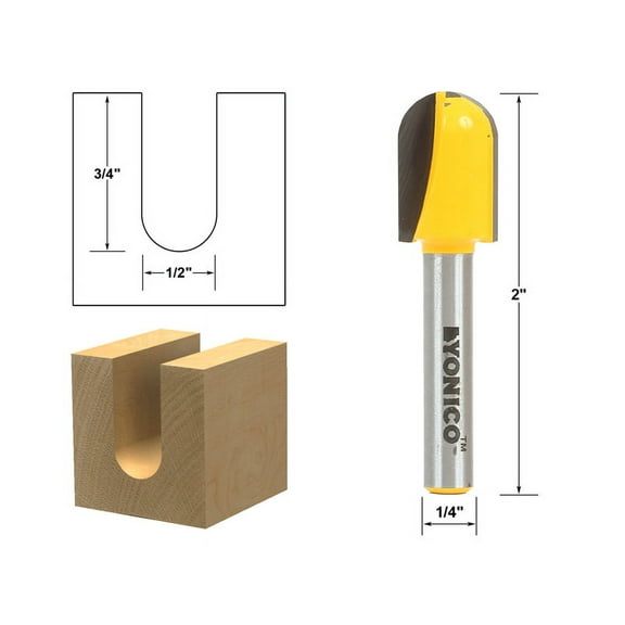 Yonico Core Box Router Bit - 1/2"W X 1"H - 1/4" Shank - 14166q