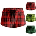 thumbnail image 2 of Women's Soft Stretch Flannel Casual Pajama Shorts with Side Pockets & Drawstring, Light Green, Size S, 2 of 5