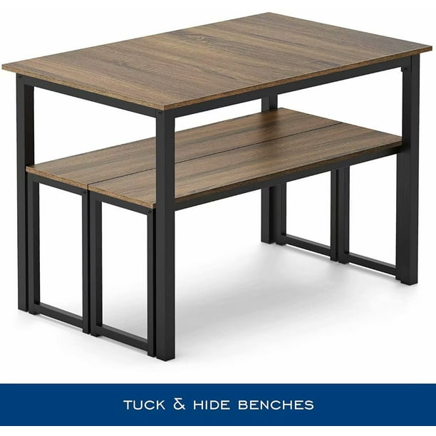 Homury 3 Piece Dining Table Set Breakfast Nook Dining Table with