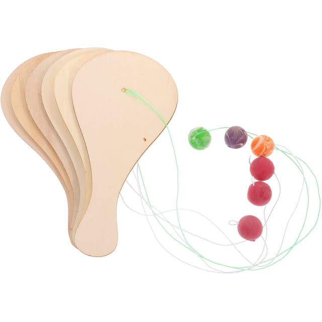 Juego de paletas y pelotas de madera de 6 piezas para interiores y exteriores. Juguete para niños.