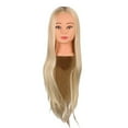 thumbnail image 3 of MERIGLARE Modèle d'Entraînement Pratique en Cheveux Humains Mannequin de Coiffure Modèle de Tête avec Support. 26 Po Blond, 3 of 8