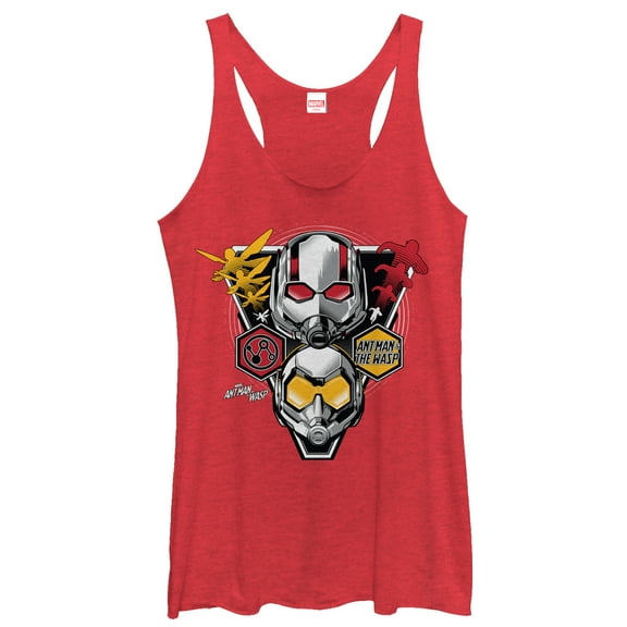 Women's Marvel Ant-Man and the Wasp Masks  Racerback Tank Top Red Heather X Small