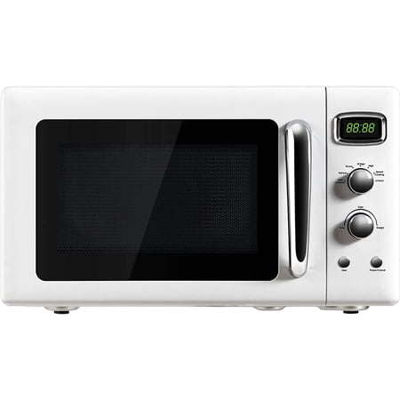ARLIME Retro Microwave Oven, 900W/0.9Cu.Ft, Small Countertop Microwave w/Defrost & Auto Cooking, LED Display, Pull Handle, Easy Clean Stainless Steel Interior, Child Lock, ETL Certification