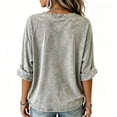 thumbnail image 3 of Womens 9/11 25th Anniversary T Shirt | We Will Never Forget Memorial Tee, V Neck Three-Quarter Sleeve Loose Fit Top with Patriotic Letter Print, Casual Commemorative Apparel L, 3 of 5