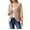 Khaki, variant on Womens Lightweight Textured Knit Cropped Bolero Shrug V Neck Three Quarter Roll Cuff Open Front Everyday Formal Dress Daily Office Sun Protection Layering Outer Topper Pink L