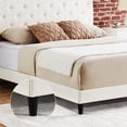 thumbnail image 4 of Queen Bed Frame with Headboard Adjustable, Leather Platform Bed Upholstered Full Size, Button Tufted Mattress Foundation, Wooden Slat Support, No Box Spring Needed, White, 4 of 8