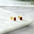 thumbnail image 5 of Gem Stone King 18K Yellow Gold Plated Silver Red Garnet Stud Earrings for Women Men (3.60 Cttw, Gemstone Birthstone, Emerald Cut 7X5MM), 5 of 5