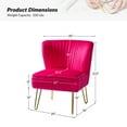 thumbnail image 5 of Velvet Armless Accent Chair Set of 2 Gold Metal Legs Modern Upholstered Single Sofa Side Chair Home Living Room Fushia, 5 of 8