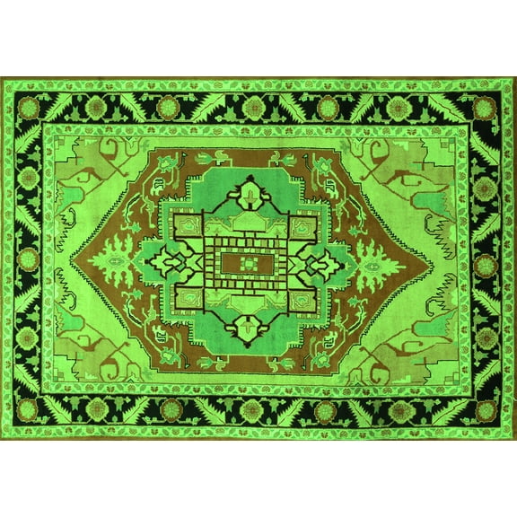 Ahgly Company Indoor Rectangle Persian Green Traditional Area Rugs, 5' x 7'
