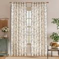thumbnail image 2 of Blue Floral Linen Curtains 84 Inch Length Farmhouse Curtain Back Tab Drapes for Living Room Bedroom Light Filtering Vintage Rod Pocket Curtains, 2 Panels, Blue on Beige, 2 of 6