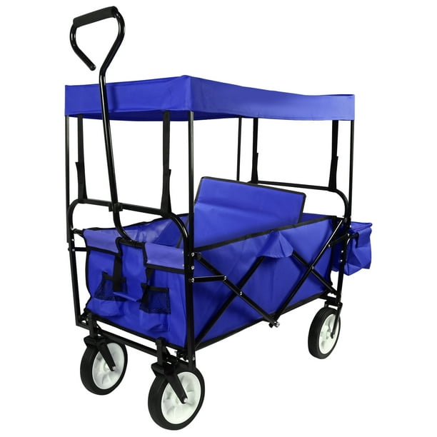 Geniqua Utility Collapsible Folding Wagon Cart Canopy ...