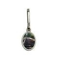 thumbnail image 1 of Train Railroad Ties Tracks Oval Zipper Pull, 1 of 1