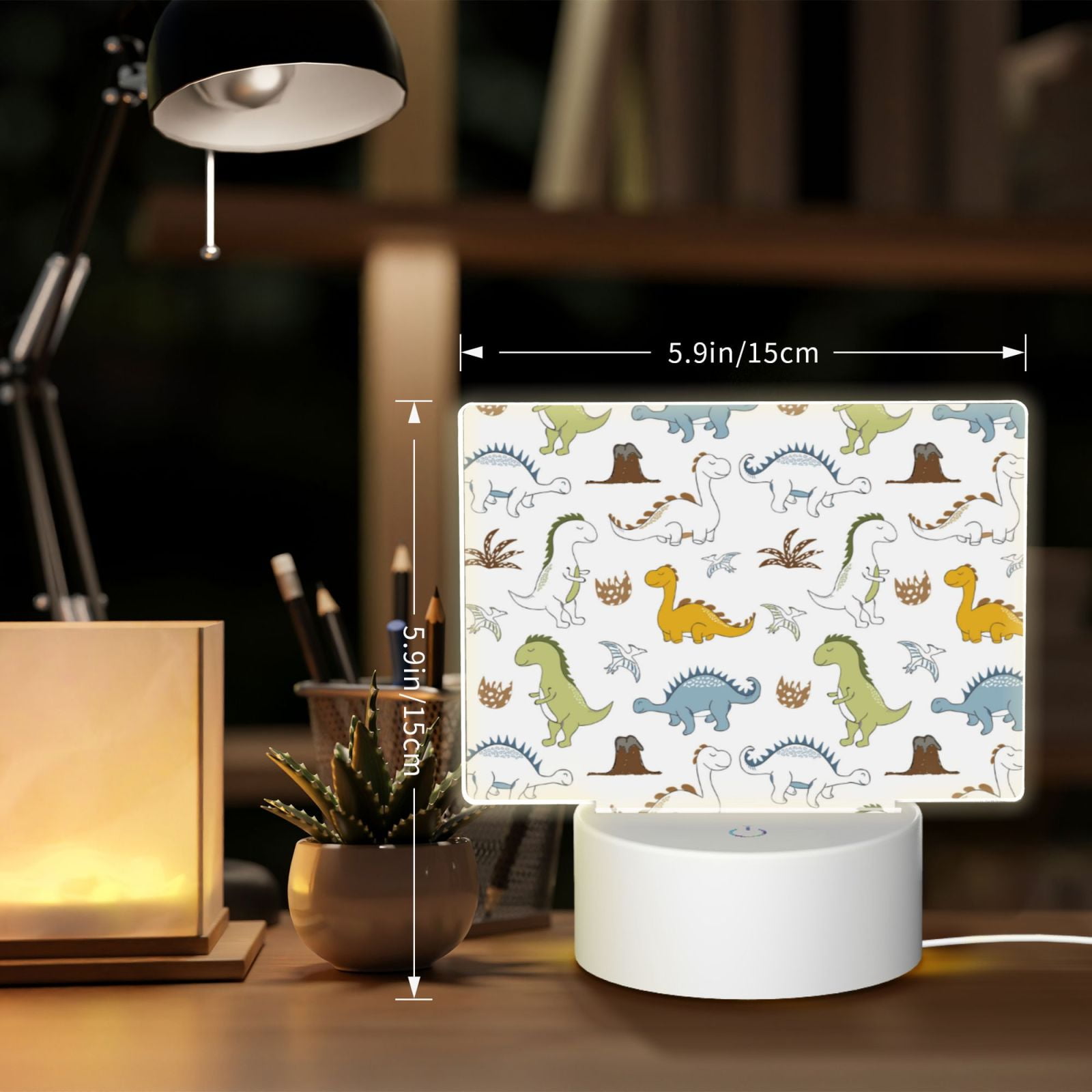 Kdxio Dinosaur Rectangular Acrylic Night Light Acrylic Sleep Night Light Friend Gifts for Birthday Gifts for Women Teens Boys Girls