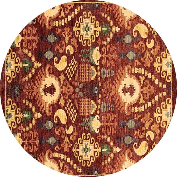 Ahgly Company Indoor Round Oriental Brown Industrial Area Rugs, 5' Round