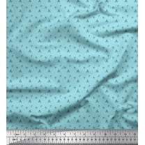 Soimoi Blue Cotton Cambric Fabric Honey Bee & Insect Shirting Printed Fabric 1 Yard 42 Inch Wide