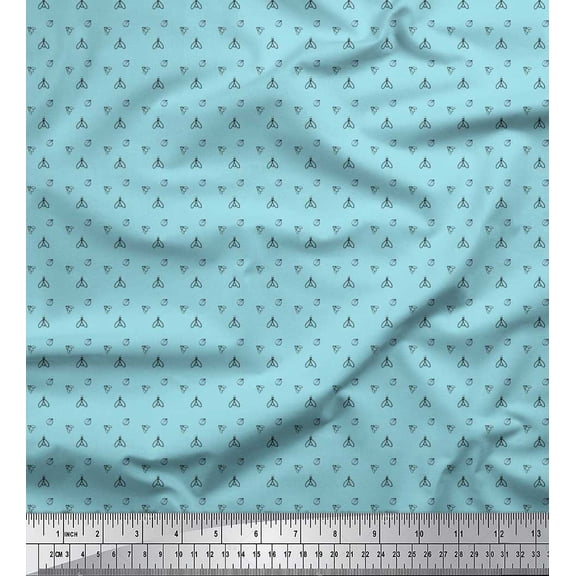 Soimoi Blue Cotton Poplin Fabric Honey Bee & Insect Shirting Decor Fabric Printed BTY 56 Inch Wide