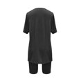 thumbnail image 5 of MXUIKV Workout Sets for Women Lightweight Summer Loose Fitted Side Slit Hem T-Shirts Tight Shorts(Medium,Black), 5 of 7