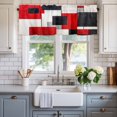 thumbnail image 2 of Abstract Style Window Valance Curtain Red Black Rod Pocket Short Curtain for Living Room, Bedroom & Kitchen Window Decor 54x18in, 2 of 8