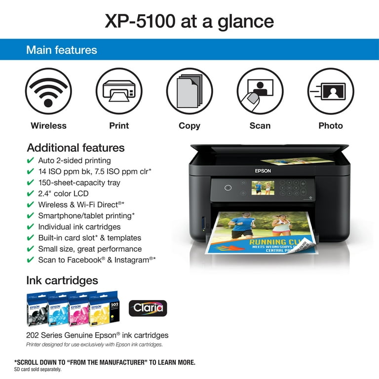 New Epson Expression Home XP-4100 Wireless All-In-One Color Inkjet Printer