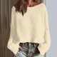 thumbnail image 4 of Neewe Womens Long Sleeve Plain Pullover Sweater Casual Loose V Neck Collared Ribbed Knit Jumper Tops, 4 of 6