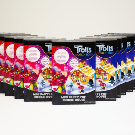 World Tour Trolls Mini Holiday House Gingerbread Cookie Kit - Everything Included - Candies, Gummies, Icing - 198g, 7oz - 12 KITS