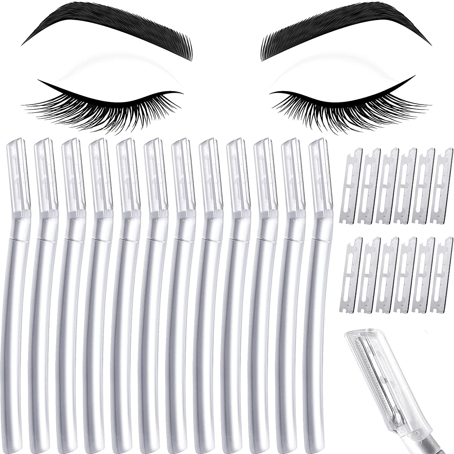 24 Pieces Safety Eyebrow Razor Eyebrow Knife Set Extra Precision Facial