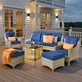 thumbnail image 5 of Ovios 6 Pieces Outdoor Furniture Set High Back All-Weather Wicker Patio Conversation Set with Ottomans & Solar Light Coffee Table, Navy Blue, 5 of 11