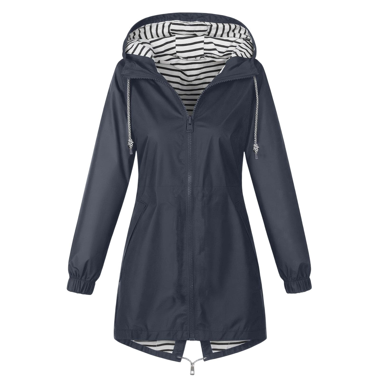 Rain Jackets for Women Waterproof Hooded Long Trench Coats Lined Windbreaker Travel Outdoor Jacket with Pockets