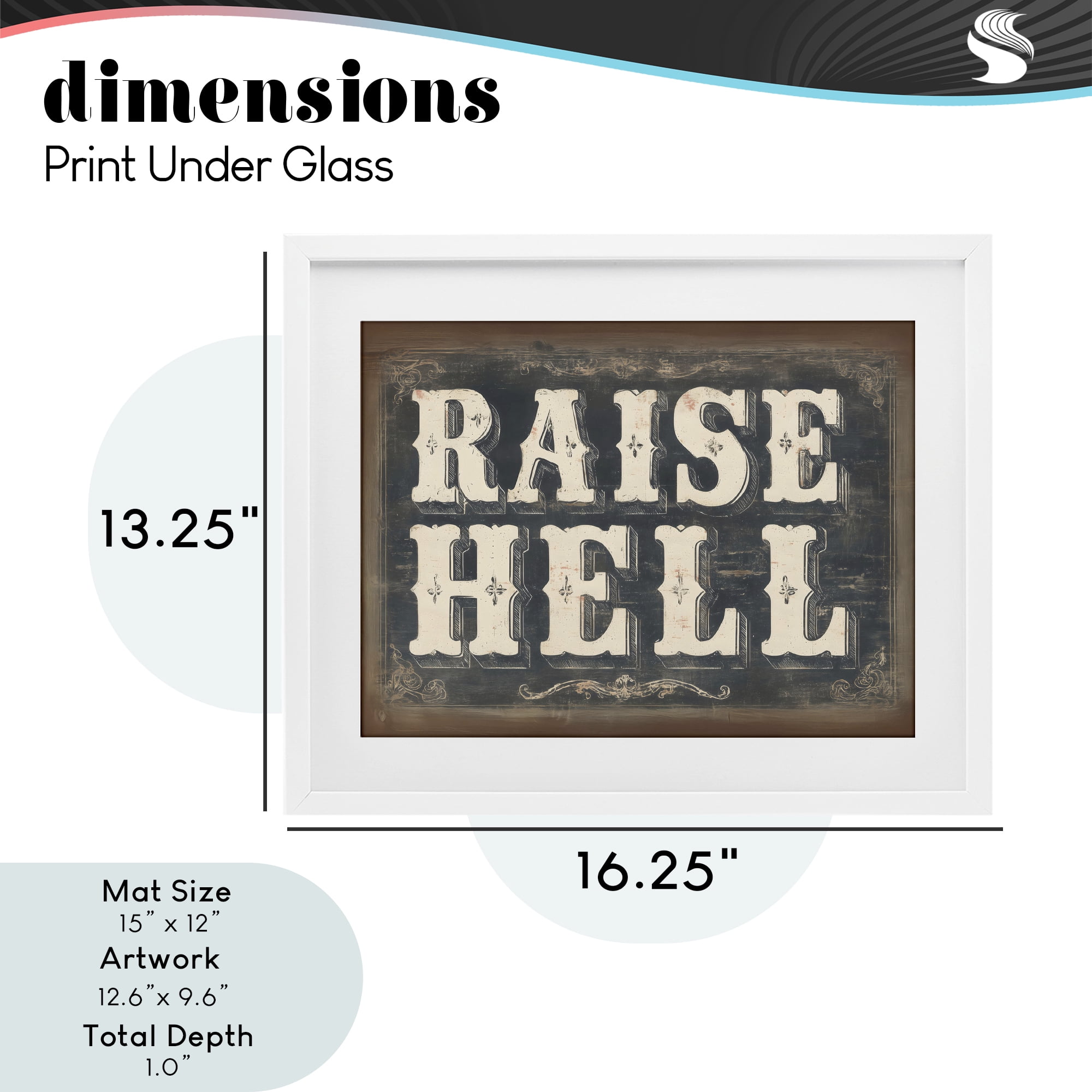 Stupell Industries Raise Hell Vintage Western White Framed Print Under Glass, design by Arlington Prints