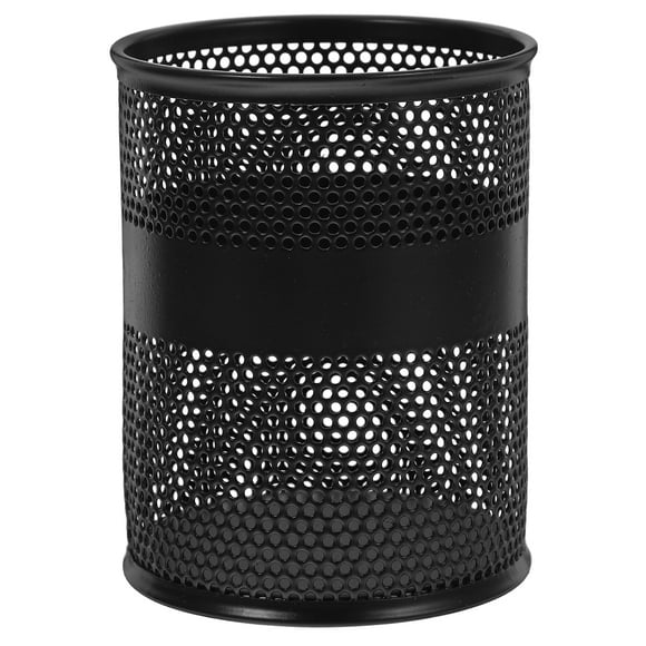 GOOHOCHY Contenedor de metal para bolígrafos Organizador de bolígrafos de mesa Porta brochas de maquillaje Contenedor de lápices de malla metálica de mesa