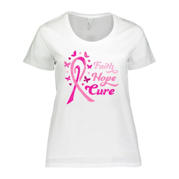 Inktastic Faith Hope Cure Breast Cancer Awareness Women's Plus Size T-Shirt
