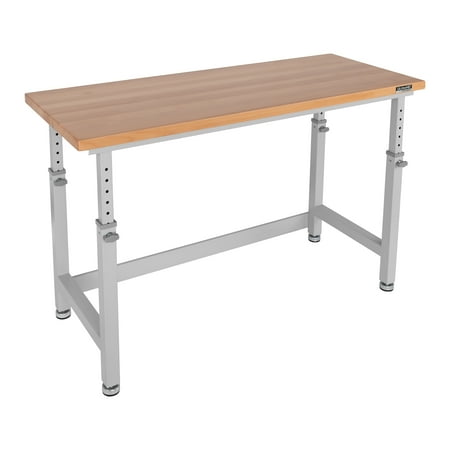 seville classics ultrahd heavy duty workbench table w/ solid wood top  1000 lbs. weight capacity workstation for garage  warehouse  workshop  granite  60  w x 24  d x 28.5  to 42  high desktop