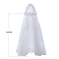 thumbnail image 3 of Black Cloak with Hood Full Length Halloween Cloak Vampire Cape for Women, Ghostly Hooded Cape Mask with Flowing Drapery, Black & White Sheer Tulle Mesh Cape with Adjustable Drawstring, 1pc, 3 of 9