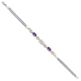 thumbnail image 3 of Gem Stone King 1.98 Cttw 925 Silver and 10K Yellow Gold IGI Certified Lab Grown Diamond and Purple Amethyst Bracelet for Women | Center Diamond 1 Ct | D-E Color | VS1-VS2 Clarity | 6.5/7/7.5 inches, 3 of 6