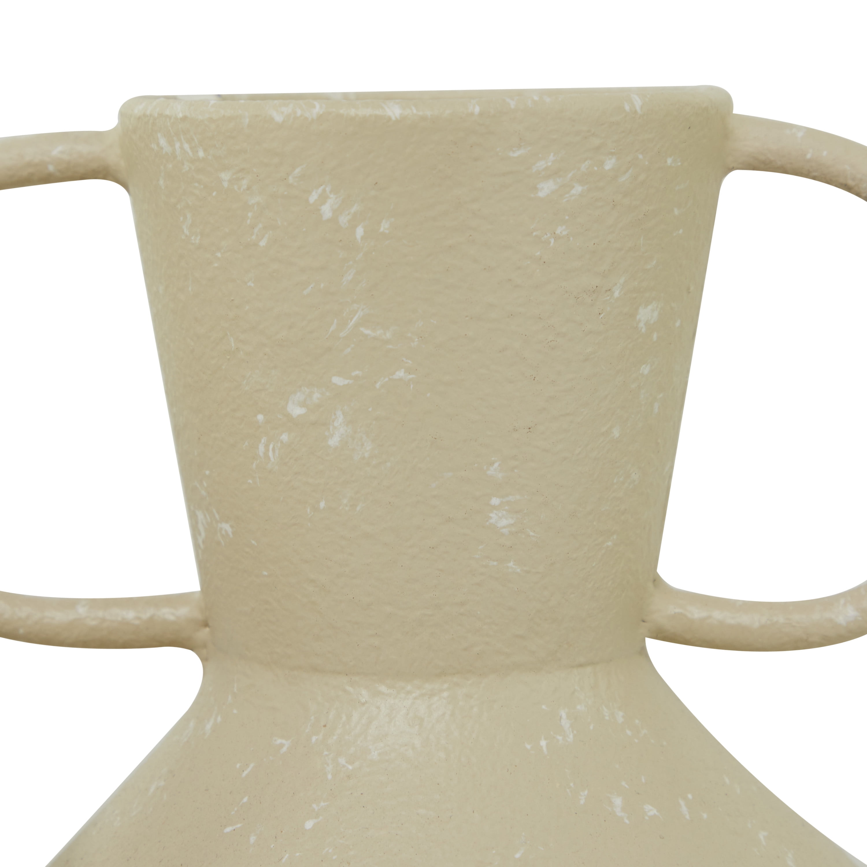 DecMode 7", 9"W Beige Metal Vase with Handles, Set of 2