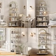 thumbnail image 3 of Bingirl 71 inch Bookshelf 5 Tier Bookcase Arched Display Racks Tall Bookshelf Freestanding Open Storage Shelf with Sturdy Metal Frame for Bedroom Living Room Home Office Bathroom Marble White, 3 of 6