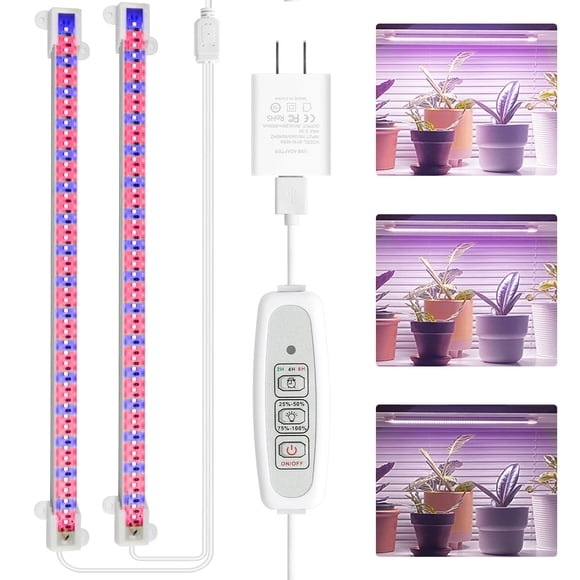 Tiras de luz LED para cultivo Mosthink, 20 W, 33 cm, con temporizador USB regulable