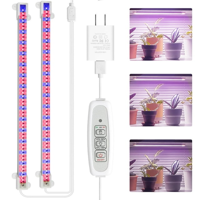 Tiras de luz LED para cultivo Mosthink, 20 W, 33 cm, con temporizador USB regulable